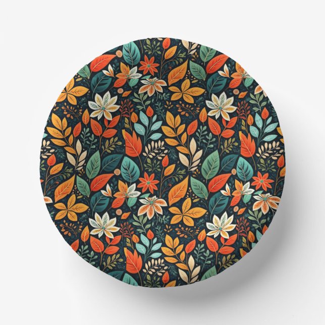 Floral Exotic Flowers Pattern Paper Bowls (Front)