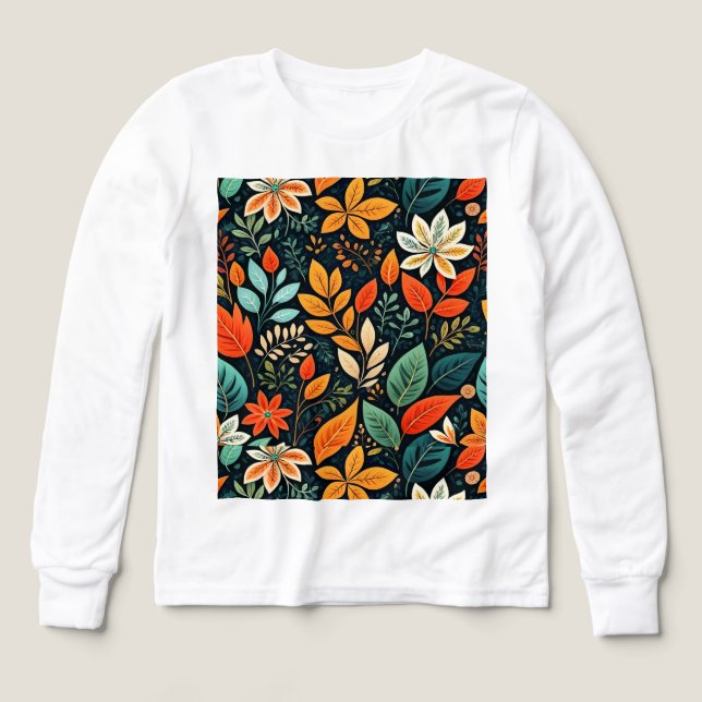 Floral Exotic Flowers Pattern Tri-Blend Shirts (Design Front)