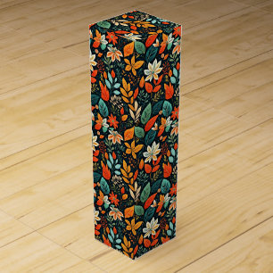 Floral Exotic Flowers Pattern Wine Box