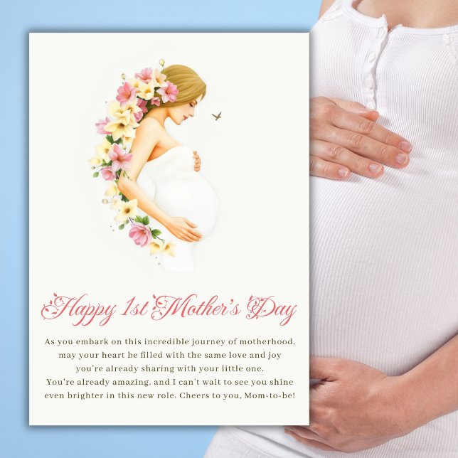 Floral Expecting Mom Happy 1st Mother’s Day Holiday Card (Floral Expecting Mom Happy 1st Mother’s Day Holiday Card)