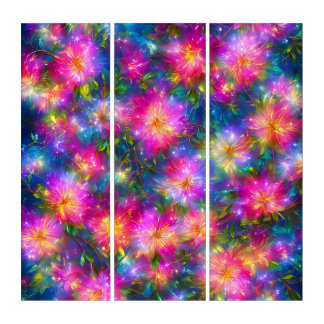 Floral Explosion Abstract Triptych