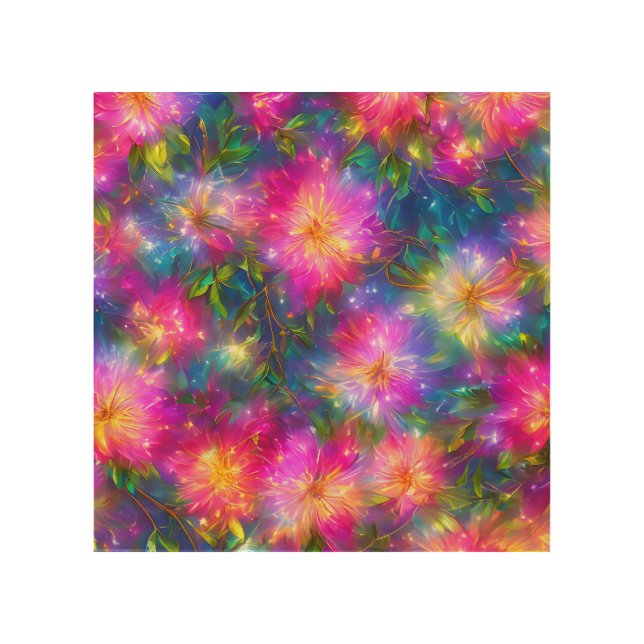 Floral Explosion Abstract Wood Wall Art (Front)