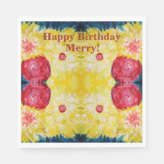 Floral Explosion Abstrcat Painting Napkins (Front)