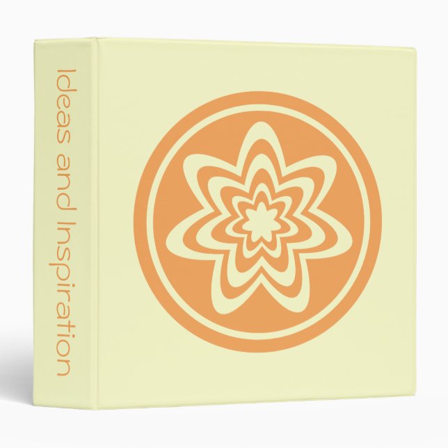 Floral Explosion Binder, Orange 3 Ring Binder (Front/Spine)