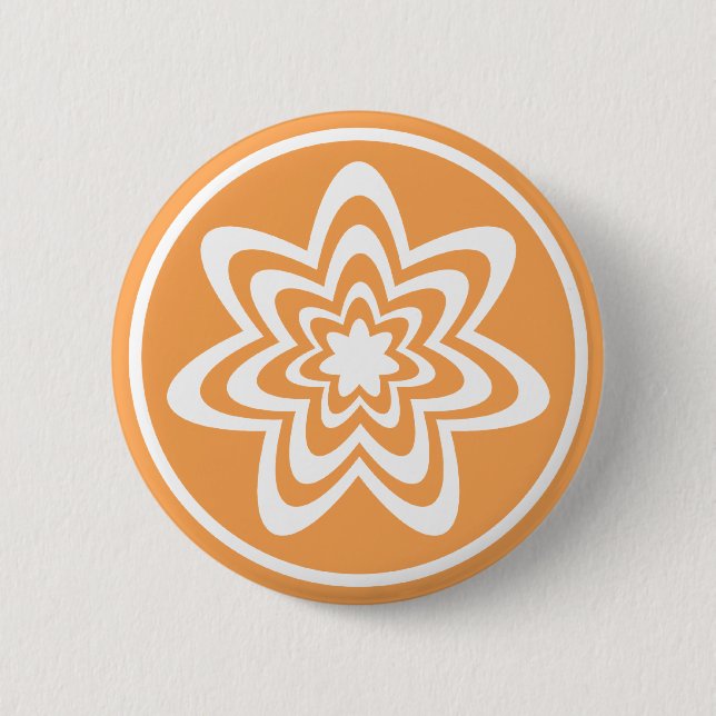 Floral Explosion Button, Orange Pinback Button (Front)