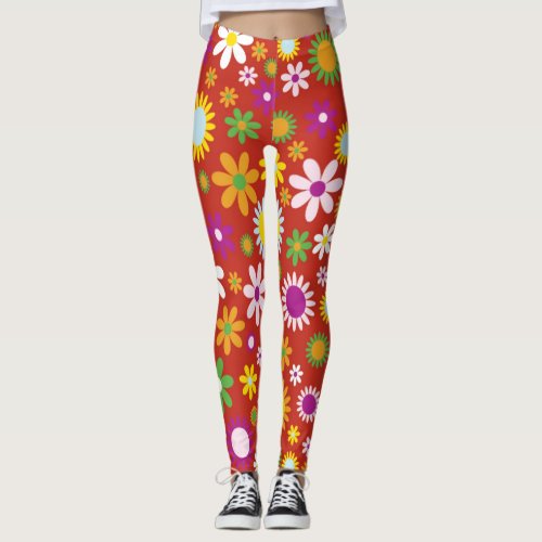 Floral Explosion in Red _ A mothers day Special Leggings