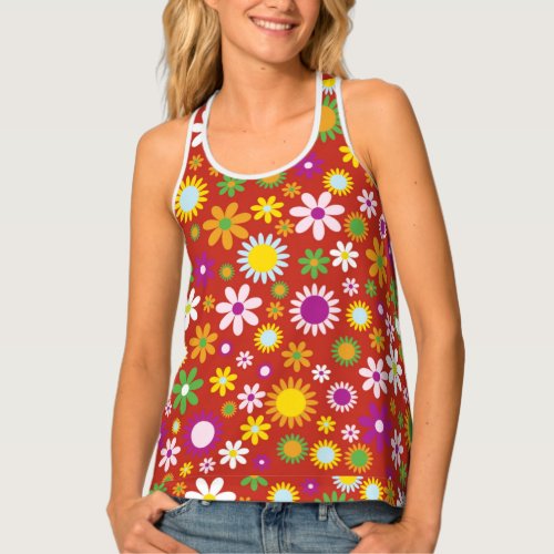 Floral Explosion in Red _ A mothers day Special Tank Top