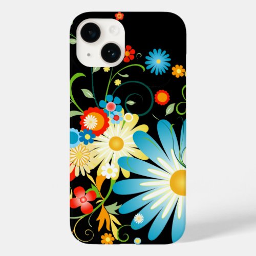 Floral Explosion of Color on Black Case_Mate iPhone 14 Case