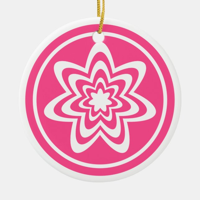 Floral Explosion Ornament, Pink Ceramic Ornament (Front)
