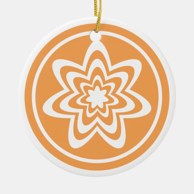 Floral Explosion Ornament, Tangerine Ceramic Ornament (Front)