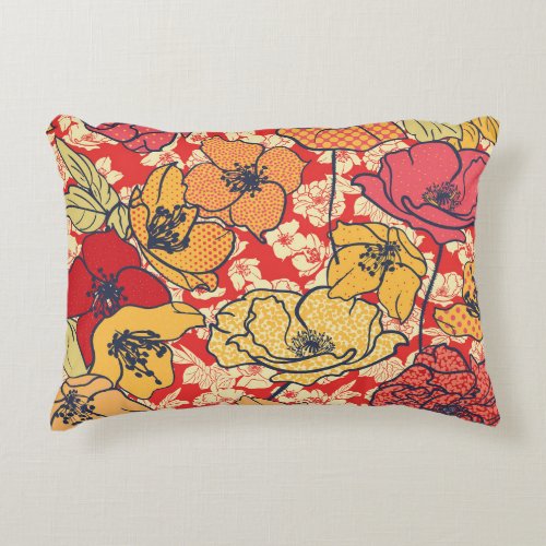 Floral Explosion Seamless Vintage Trend Accent Pillow