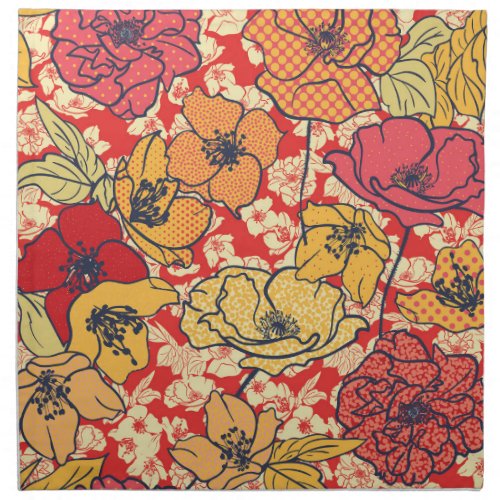 Floral Explosion Seamless Vintage Trend Cloth Napkin