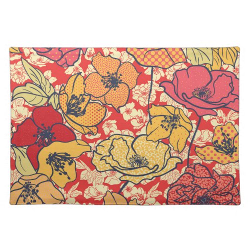 Floral Explosion Seamless Vintage Trend Cloth Placemat