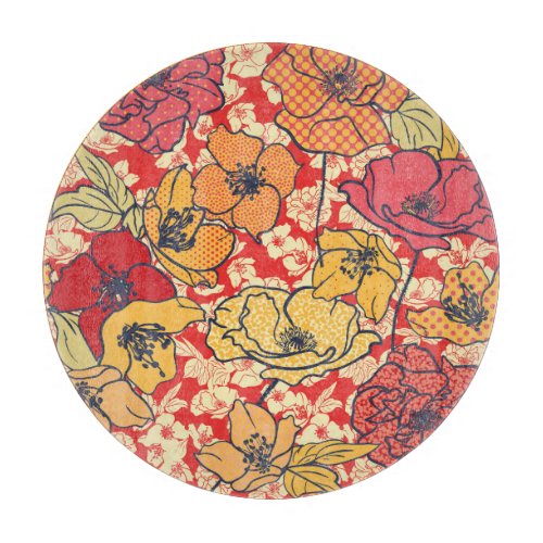 Floral Explosion Seamless Vintage Trend Cutting Board