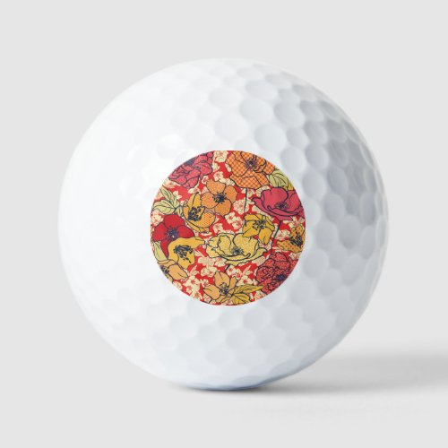 Floral Explosion Seamless Vintage Trend Golf Balls