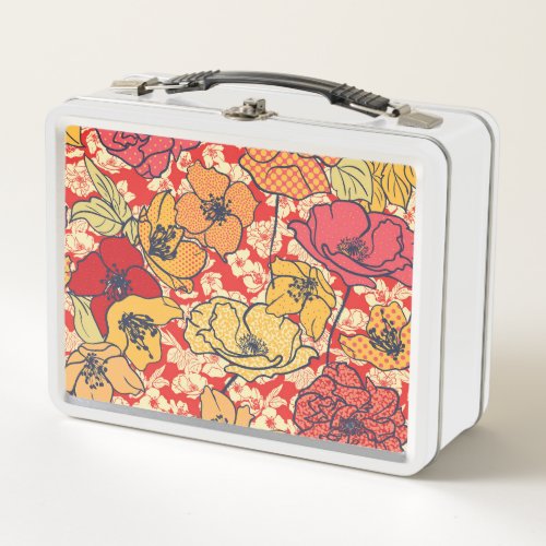 Floral Explosion Seamless Vintage Trend Metal Lunch Box