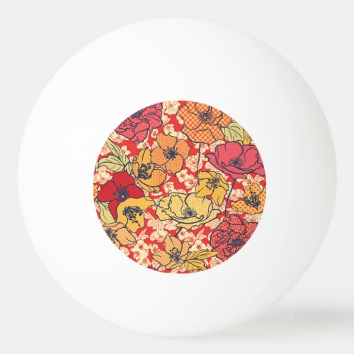 Floral Explosion Seamless Vintage Trend Ping Pong Ball