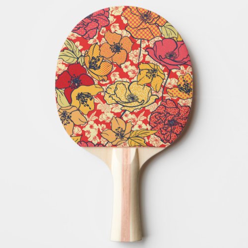 Floral Explosion Seamless Vintage Trend Ping Pong Paddle
