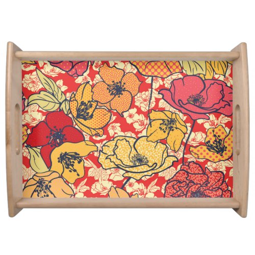 Floral Explosion Seamless Vintage Trend Serving Tray