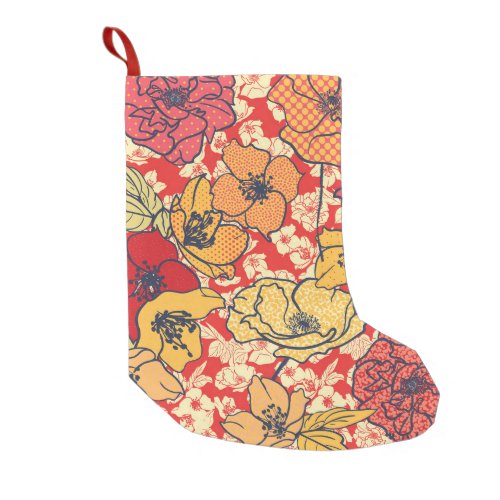 Floral Explosion Seamless Vintage Trend Small Christmas Stocking