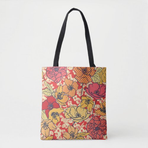 Floral Explosion Seamless Vintage Trend Tote Bag