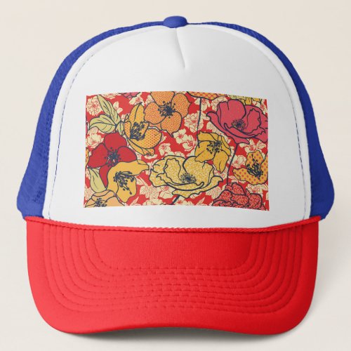 Floral Explosion Seamless Vintage Trend Trucker Hat