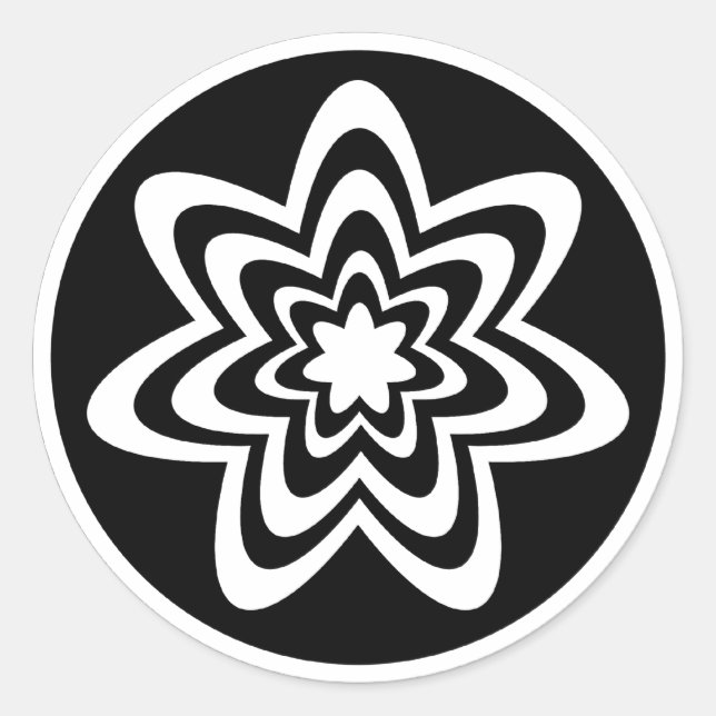 Floral Explosion Stickers, Black Classic Round Sticker (Front)