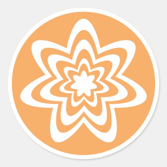Floral Explosion Stickers, Orange Classic Round Sticker (Front)