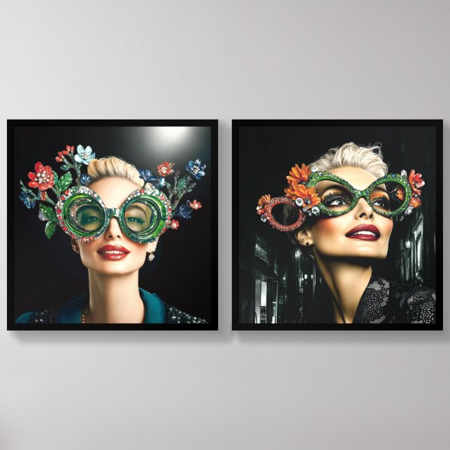 Floral Extravaganza Spectacles Acrylic Photo Tile (Front Set)