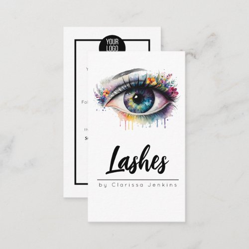 floral eye Lashes Eyelash Extensions makeup Business Card