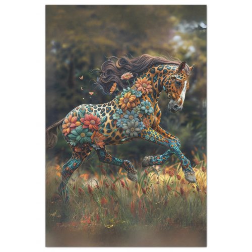 Floral Fable Horse Digital Art Decoupage  Tissue Paper