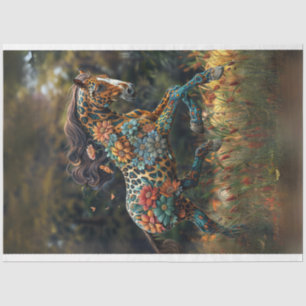 Floral Fable Horse Digital Art Decoupage Tissue Paper