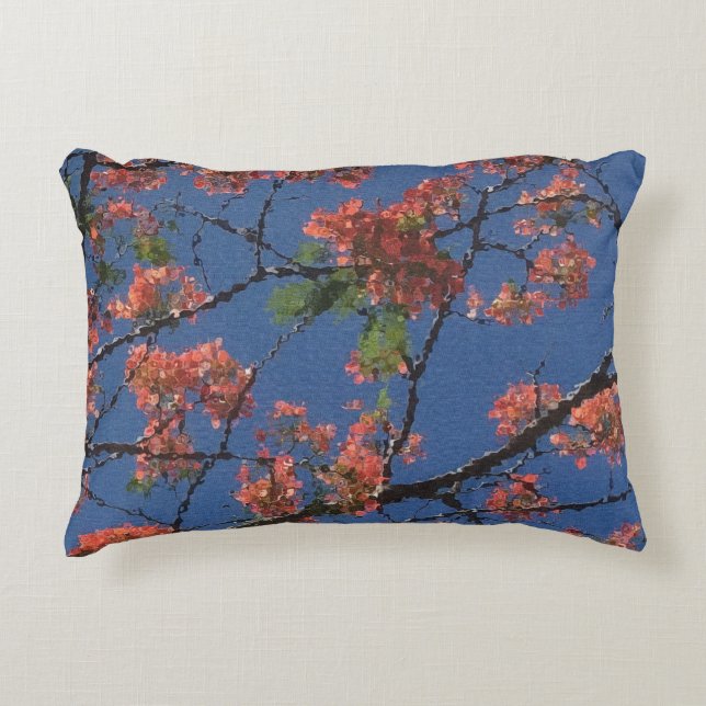 Floral Fabric, Blue Decorative Pillow (Front)