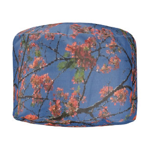 Floral Fabric, Blue Pouf