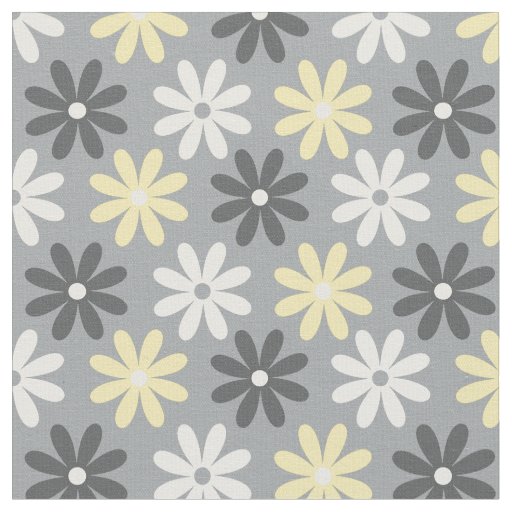 Floral Fabric Group Yellow and Gray Pattern