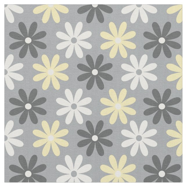 Floral Fabric Group Yellow and Gray Pattern (Close Up)