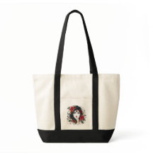Floral  Face– Elegant Boho Tote Bag