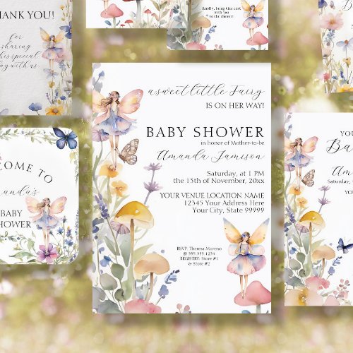 Floral Fairies Enchanted Wildflower Baby Shower Invitation