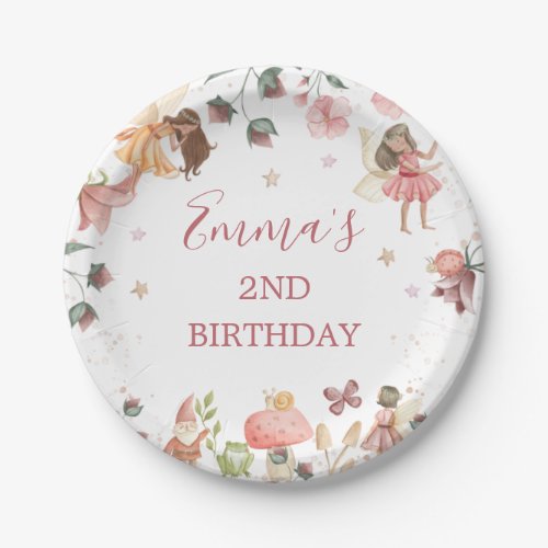 Floral Fairies Girls Birthday Party Paper Plate