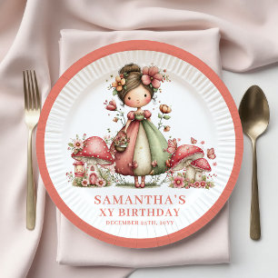 Floral Fairy 3rd Birthday Pastel Pink Party Paper  Plates