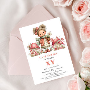 Floral Fairy 8th Birthday Blush Pink Invite Card