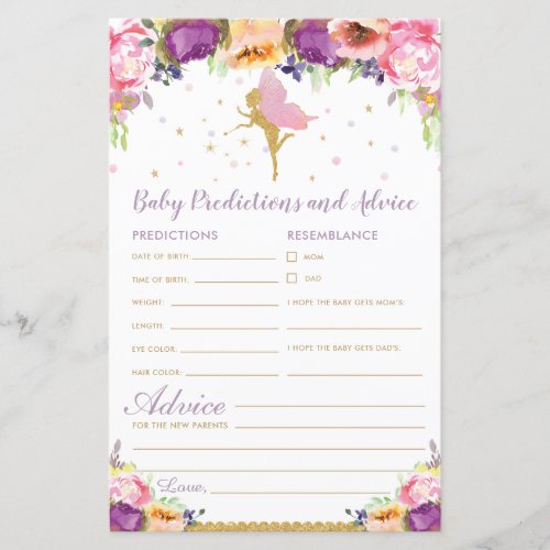 Floral Fairy Baby Predictions and Advice Activity