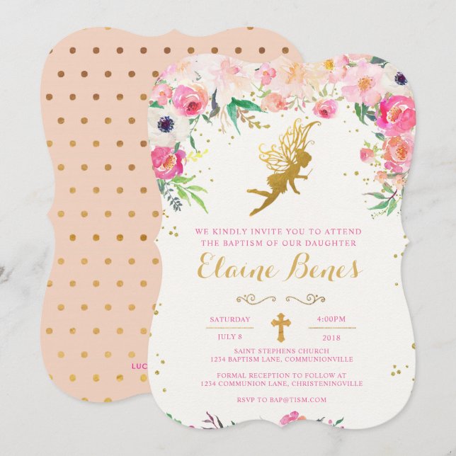 Floral Fairy Baptism Invitation (Front/Back)