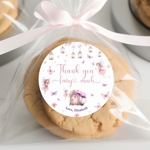 Floral Fairy Birthday 1st Fairy Thank You Classic Round Sticker