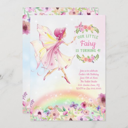 Floral Fairy Birthday Party Invitations