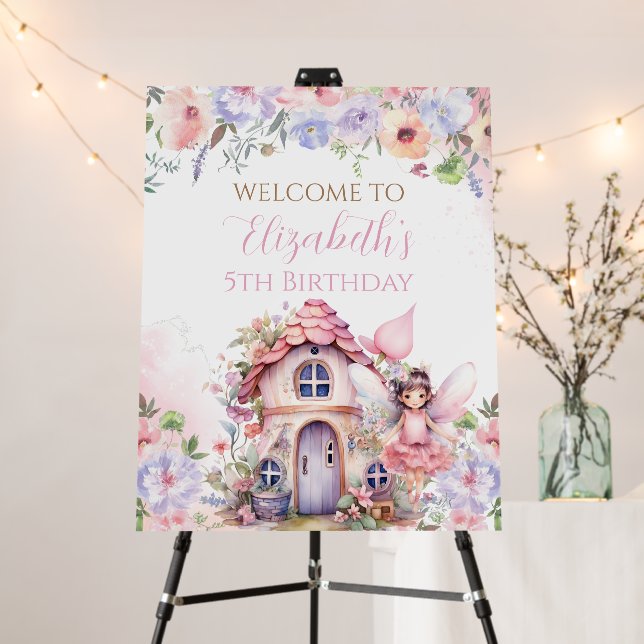 Floral Fairy birthday party welcome sign (In Situ (Stand))