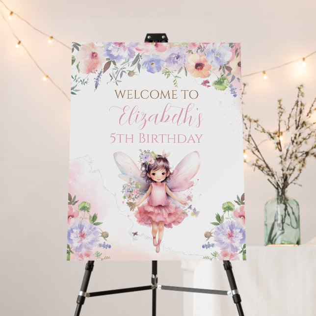 Floral Fairy birthday party welcome sign (In Situ (Stand))