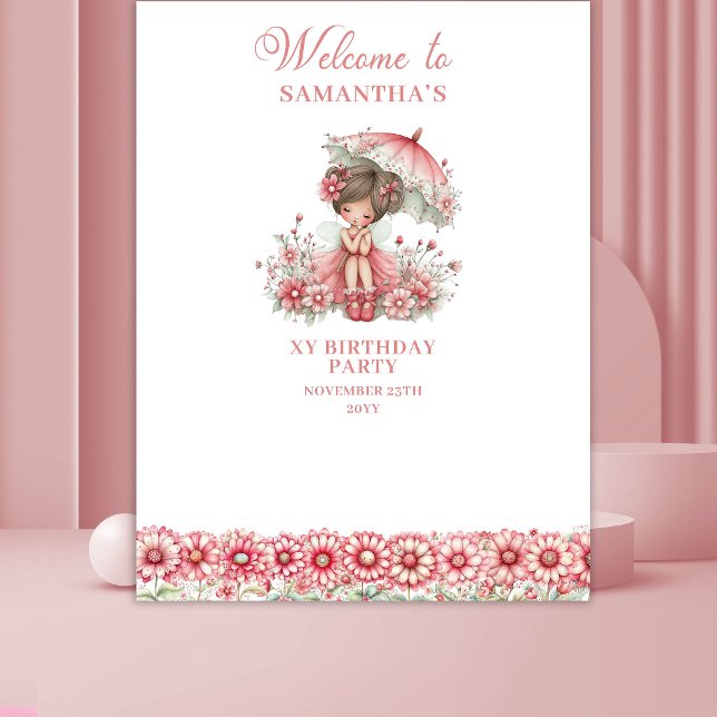 Floral Fairy Blush Cute 5th Birthday Backdrop (Floral Fairy Blush Cute 5th Birthday Backdrop)