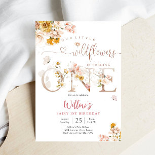 Floral Fairy First Birthday Invitation