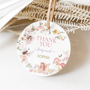 Floral Fairy First Birthday Party Round Favor Tags